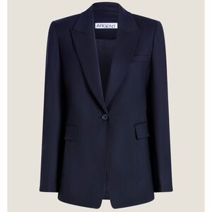 Argent Single Button Seasonless Wool Blazer Jacket Midnight Navy Blue
